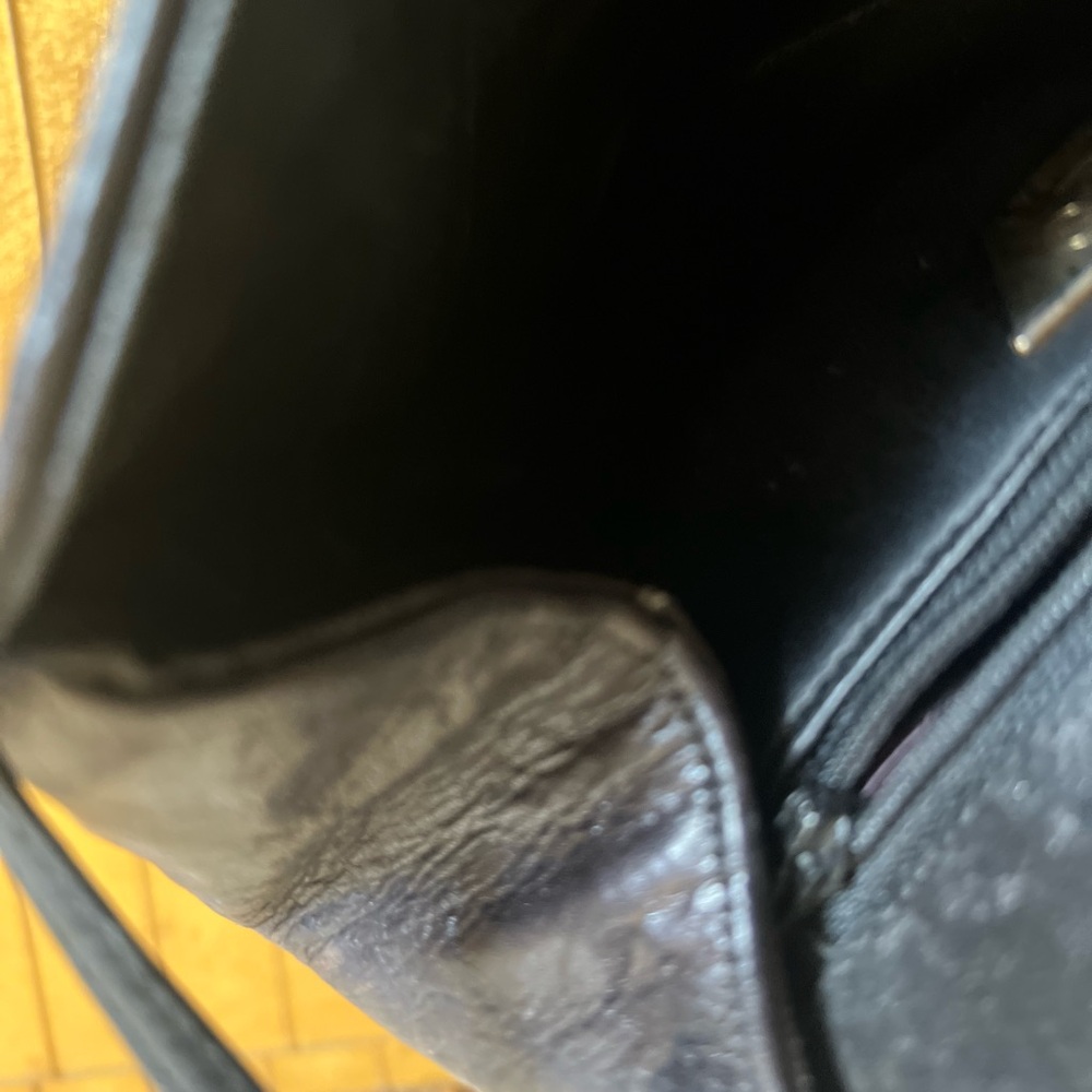 Vtg Sharif Black Leather With Python Crossbody Bl… - image 4